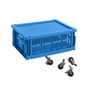 HAY - Colour Crate Mand M met deksel en wielen, electric blue, recycled