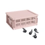 HAY - Colour Crate Mand M met deksel en wielen, blush, recycled