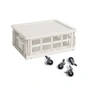 HAY - Colour Crate Mand M met deksel en wielen, off white, recycled