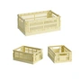 HAY - Colour Crate Mand S + Mini, lichtgeel, recycled (set van 3)