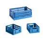 HAY - Colour Crate Mand S + Mini, electric blue, recycled (set van 3)