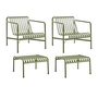 HAY - Palissade 2x Loungestoel Laag + 2x Ottoman, olijf