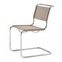 Thonet - S 33 V stoel, chroom / geel-grijs (stof Gabriel Nobel)