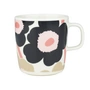 Marimekko - Oiva Unikko Mok met handvat, 400 ml, gebroken wit / houtskool / zand / roze