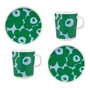 Marimekko - Oiva Unikko Ontbijtset, wit / groen / lichtblauw (4 stuks)