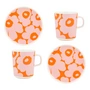 Marimekko - Oiva Unikko Ontbijtset, wit / roze / oranje (4 stuks)