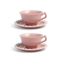 & klevering - Whip Kop met schotel, 150 ml, roze (set van 2)
