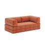 Innovation Living - Cozypad Slaapbank, 2 L-vormige rugkussens, roest oranje (stof 412 Esina)