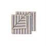 Blomus - Arto Gastendoek, 50 x 30 cm, dunne strepen, moonbeam / mazarine blauw (set van 2)