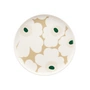 Marimekko - Oiva Unikko -bord Ø 20 cm, wit / beige / lichtzandkleurig / donkergroen