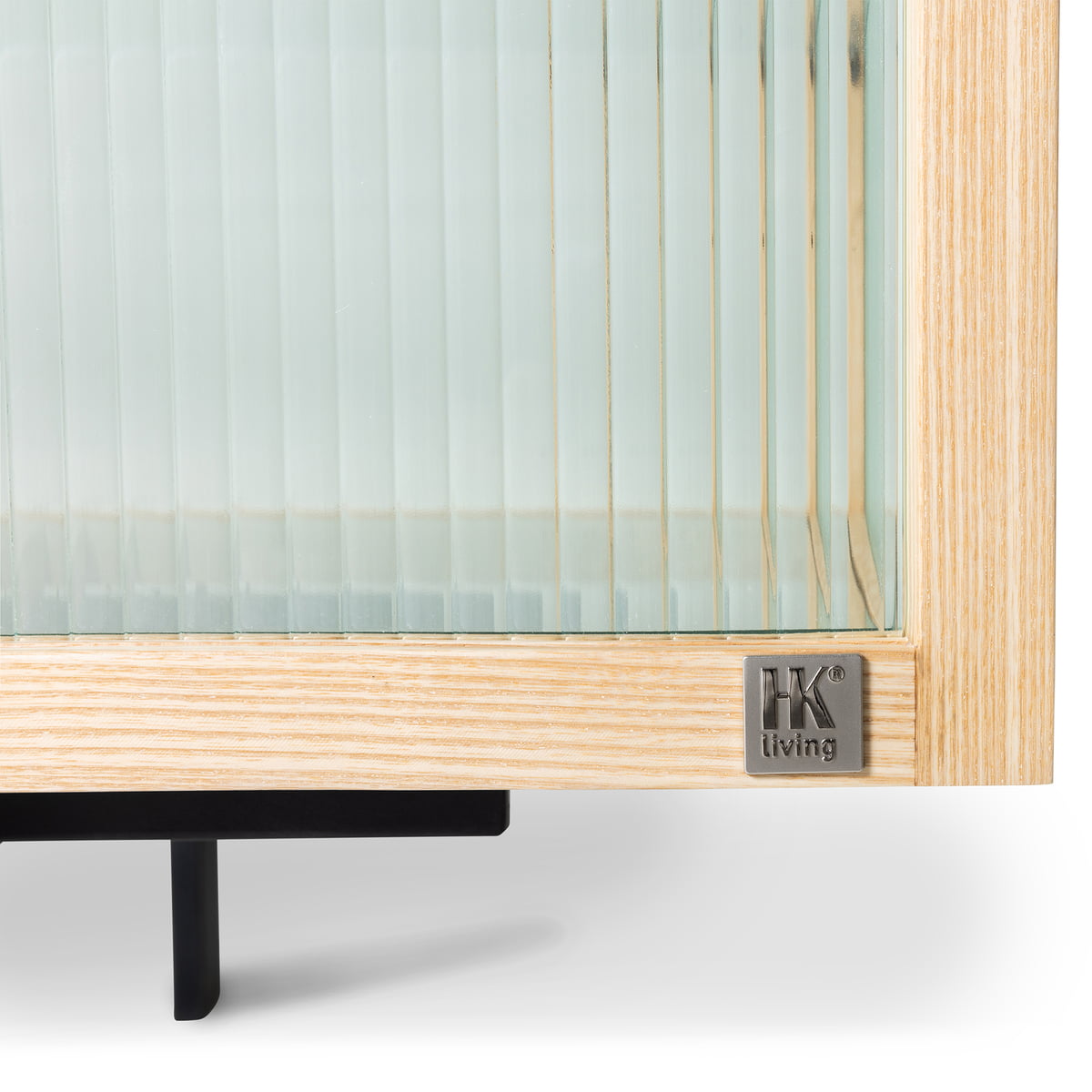 Veel reservering Aanpassen HKliving - Lowboard van hout met geribbeld glas | Connox