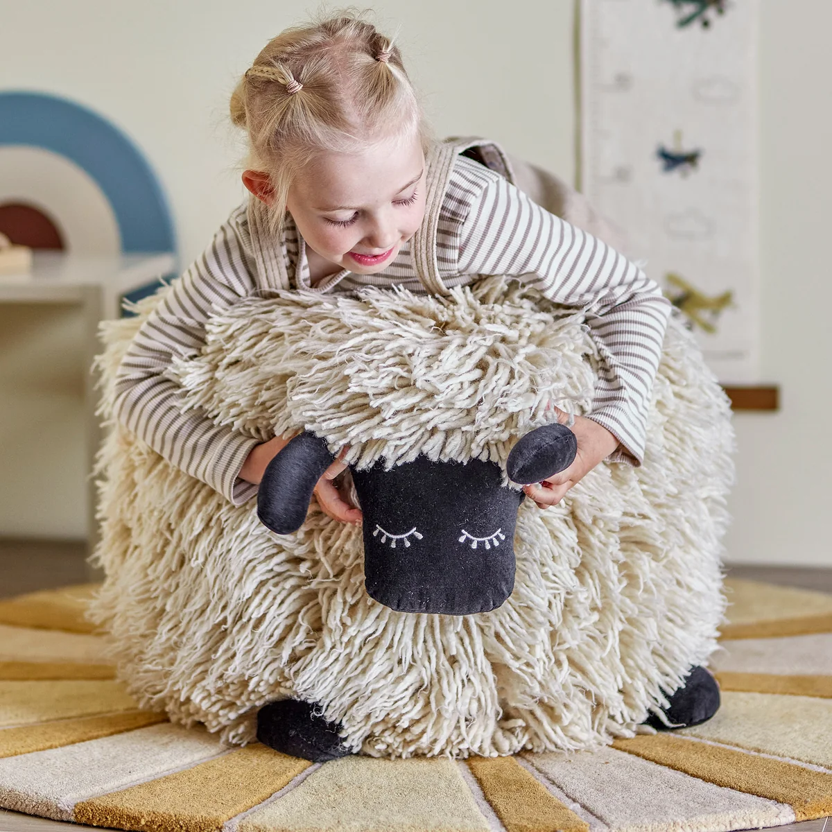 Bloomingville Mini - Dolly poef, 50 x 45 cm, wit