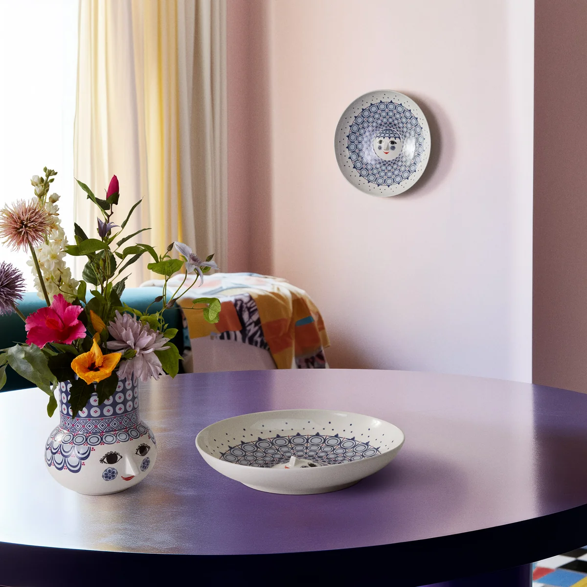 Bjørn Wiinblad - Olga serveerschaal Ø 33 cm, blauw / wit