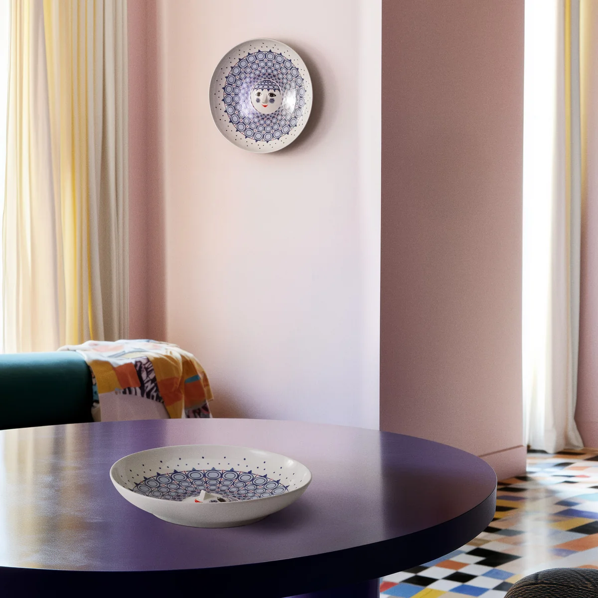 Bjørn Wiinblad - Olga serveerschaal Ø 33 cm, blauw / wit