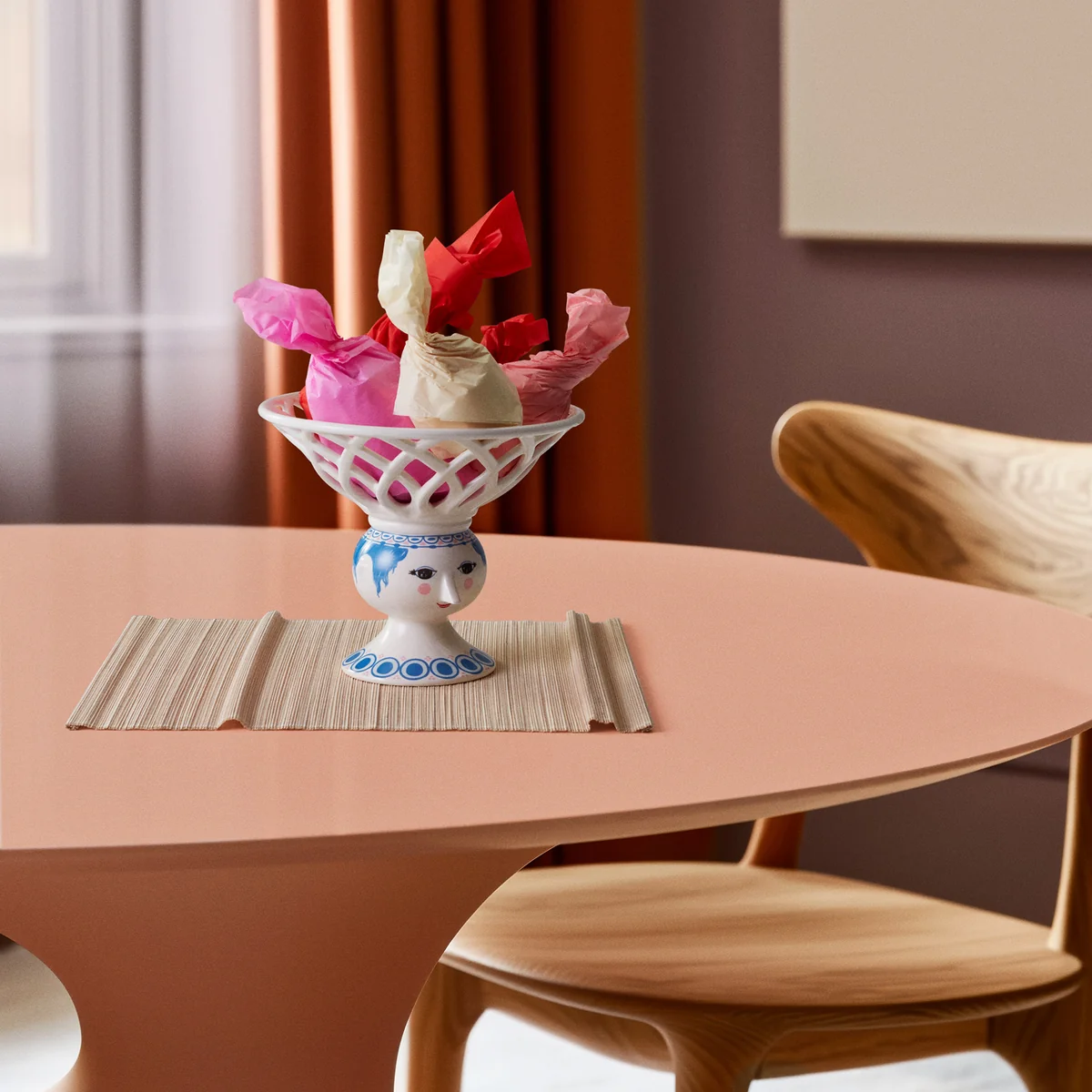 Bjørn Wiinblad - Dora fruitschaal op voet, Ø 25 cm, blauw