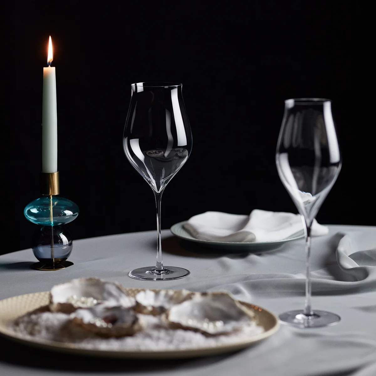 Holmegaard - Bubbel kaarsenhouder H 14 cm, lichtblauw / smoke