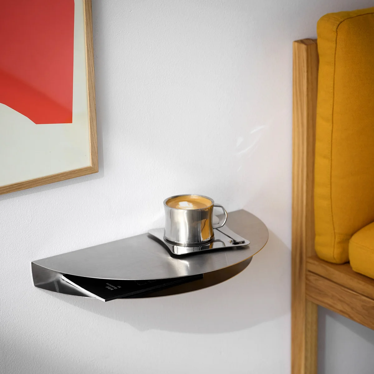 Moebe - Half Moon Wandplank, 20 x 40 cm, roestvrij staal