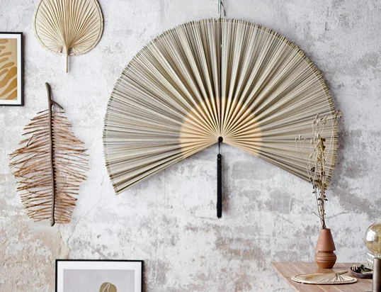 Bloomingville - Jaime wanddecoratie ventilator, 145 x 72 cm, bamboe / zwart