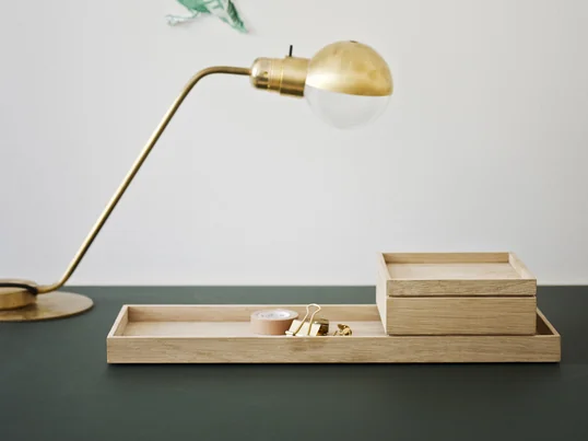 Samen met het ontwerptrio VE2 heeft Skagerak de Nomad-serie gemaakt. De Nomad opbergbox met deksel van eikenhout is een flexibel en mobiel doosje dat overal in huis kan worden gebruikt.