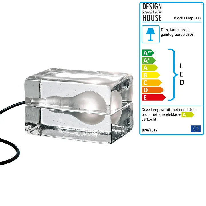Design House Stockholm - Bloklamp LED in glas / zwart