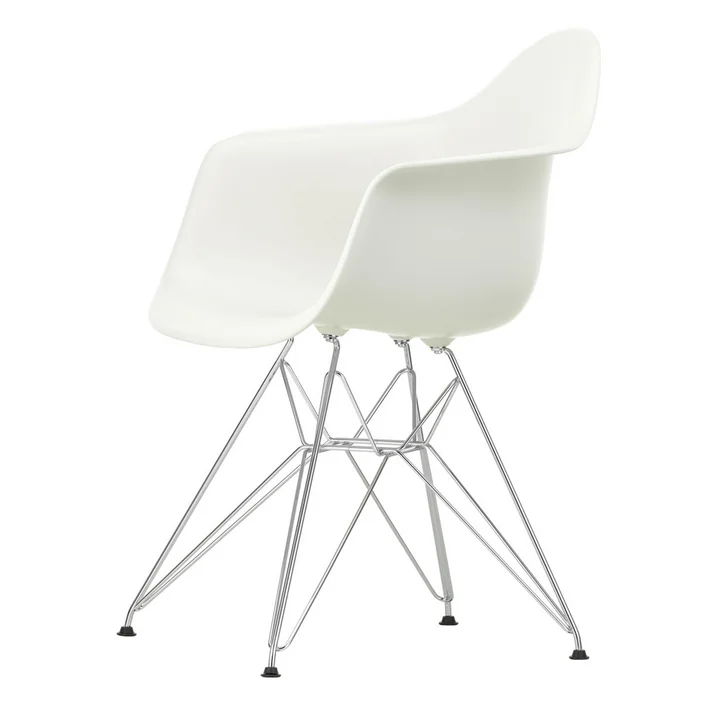 Eames Plastic Armchair DAR Vitra uit in chroom / wit