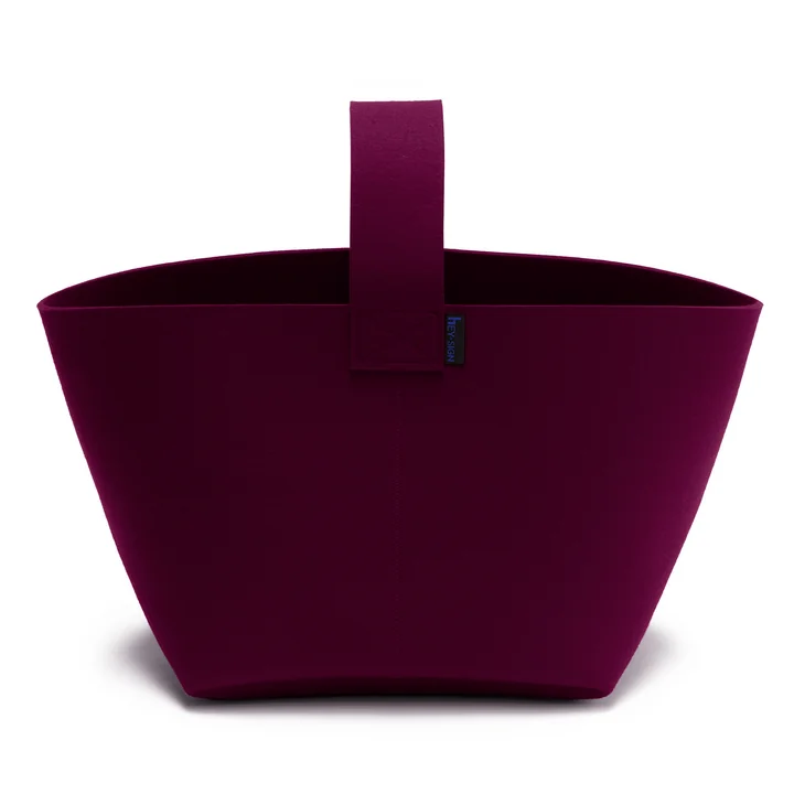 Hey Sign Brandhouten mand met handvat - aubergine