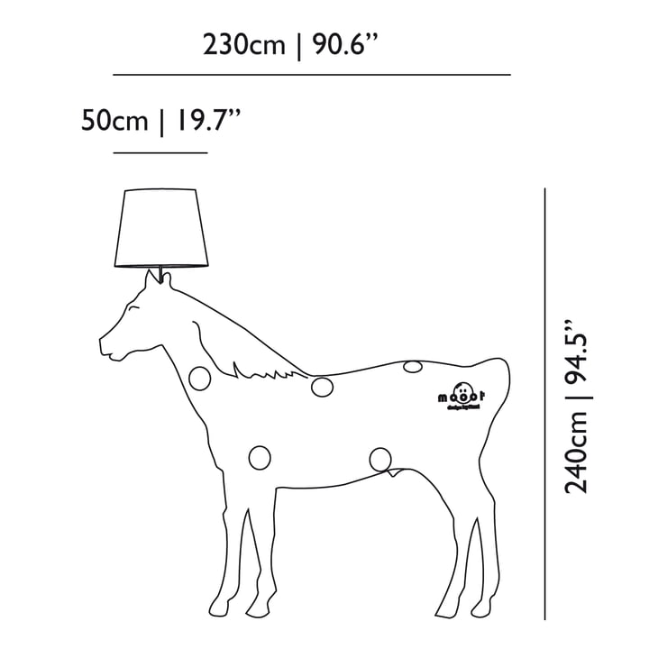 Moooi - Paardenlamp - Maatregelen