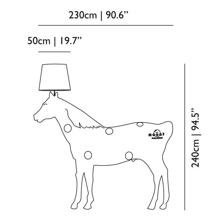 Moooi - Paardenlamp - Maatregelen