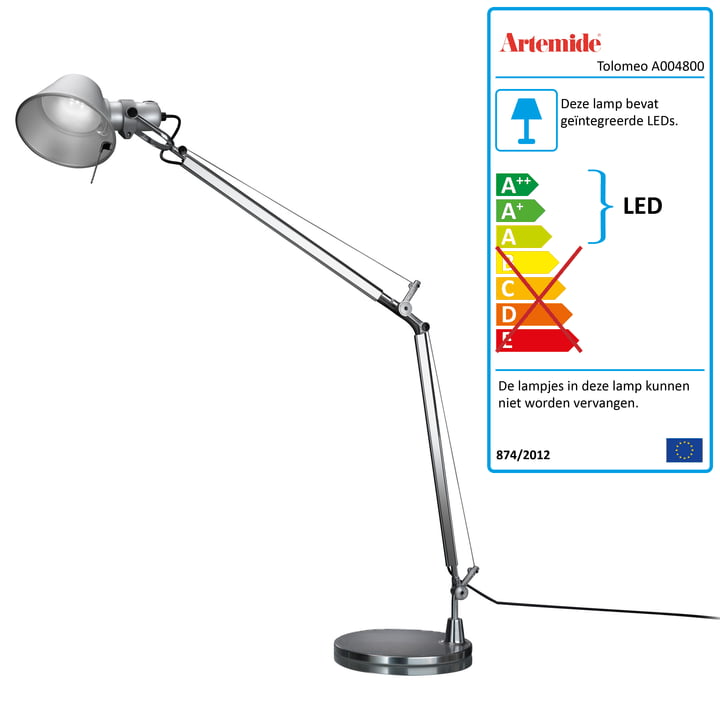 Artemide Tolomeo - Tavolo LED, aluminium zilver