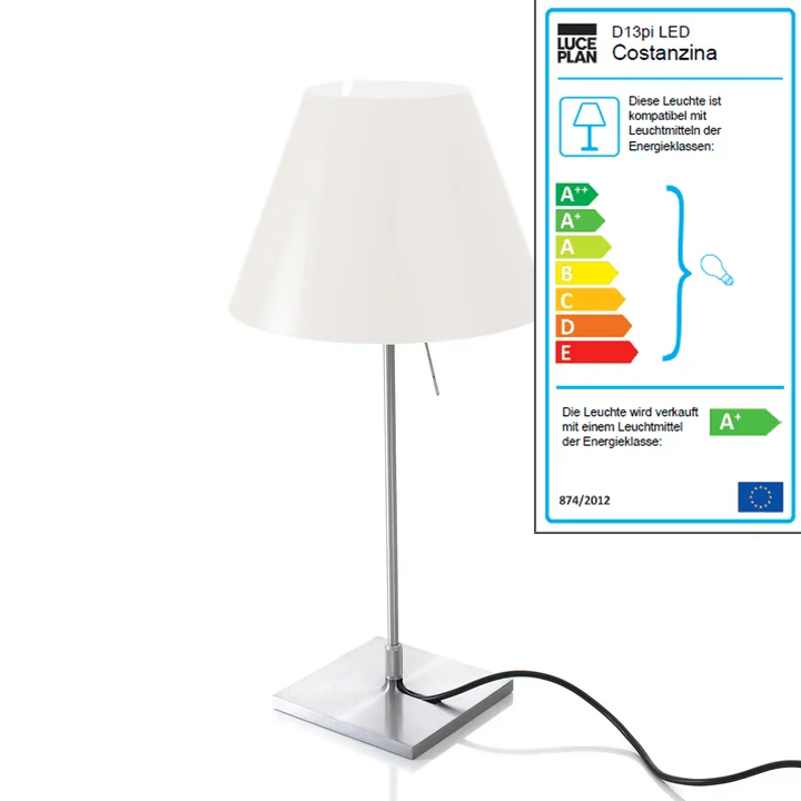 Luceplan - Costanzina Tafellamp 1D13 LED, aluminium / wit