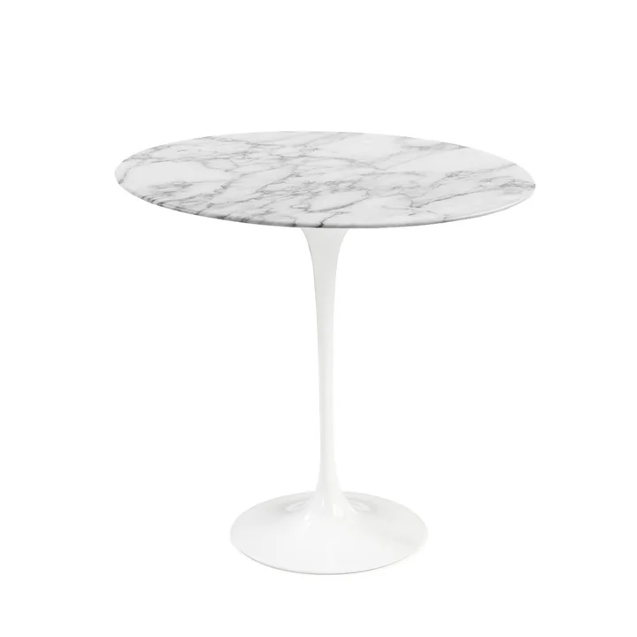 Knoll - Saarinen Tulip Bijzettafel rond, Arabescato marmer / wit