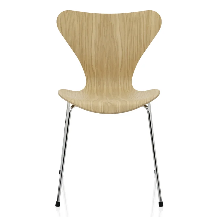 Serie 7 Stoel (46,5 cm) van Fritz Hansen in natuurlijk eiken / verchroomd