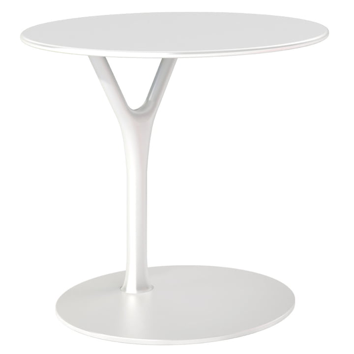 De witte Wishbone tafel van Frost