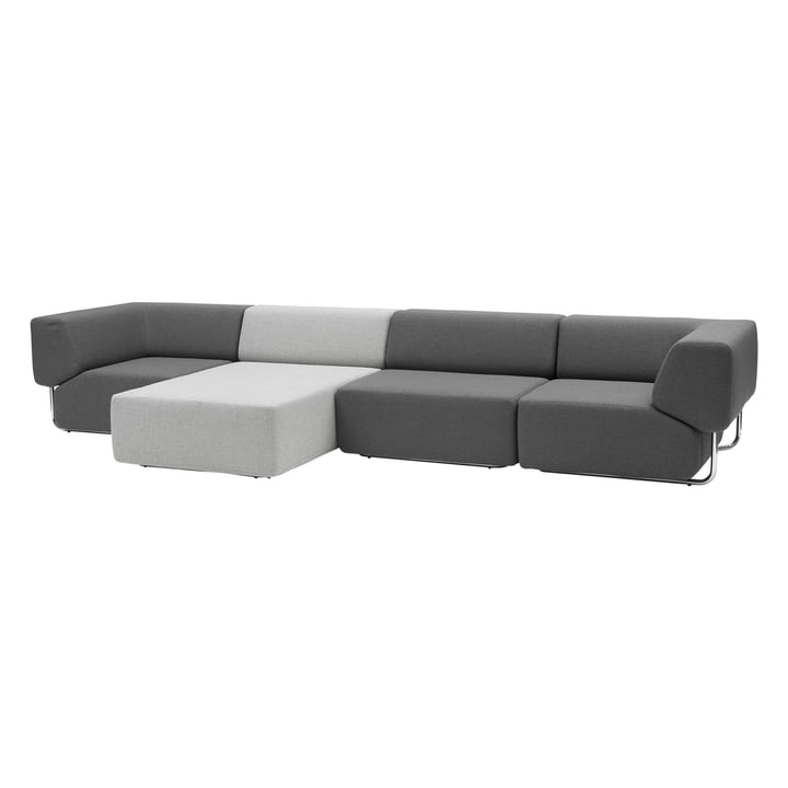 Softline - Noa, drie elementen, donkergrijs, chaise longue light g