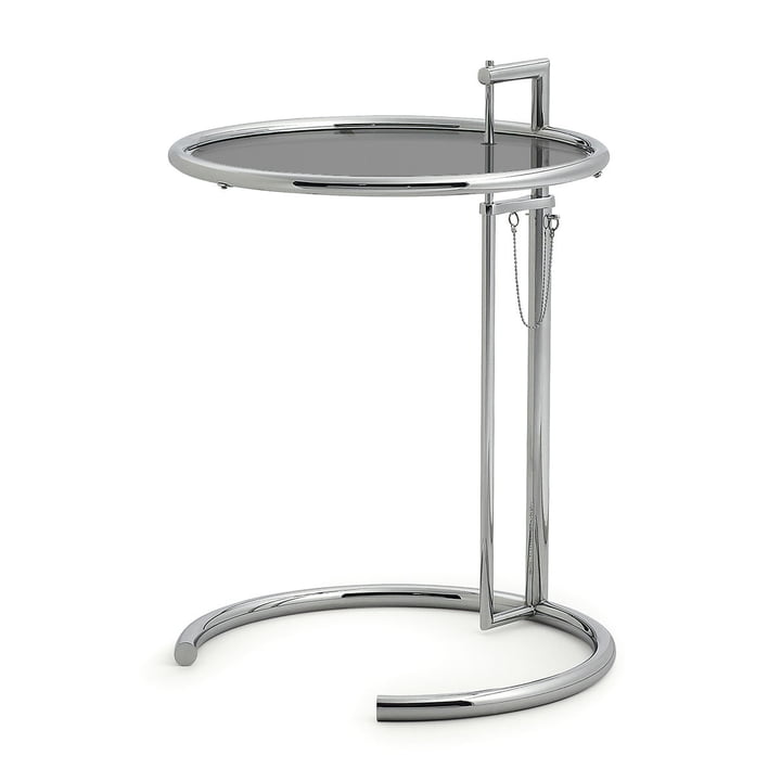 Verstelbare tafel E1027, gerookt glas van ClassiCon