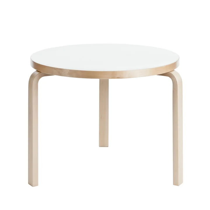 Artek 90B tafel H 74 cm uit met laminaatoppervlak in wit
