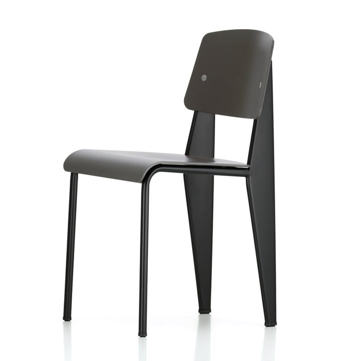 Prouvé Standard SP chair van Vitra in zwart/basalt