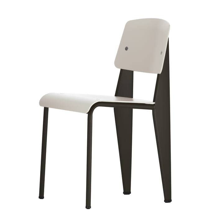 Prouvé Standard SP chair van Vitra in zwart/warm grijs