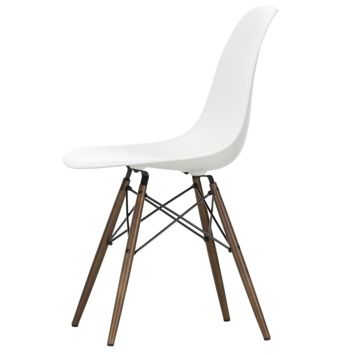 Vitra - Eames Plastic Side Chair DSW, donker esdoorn / wit