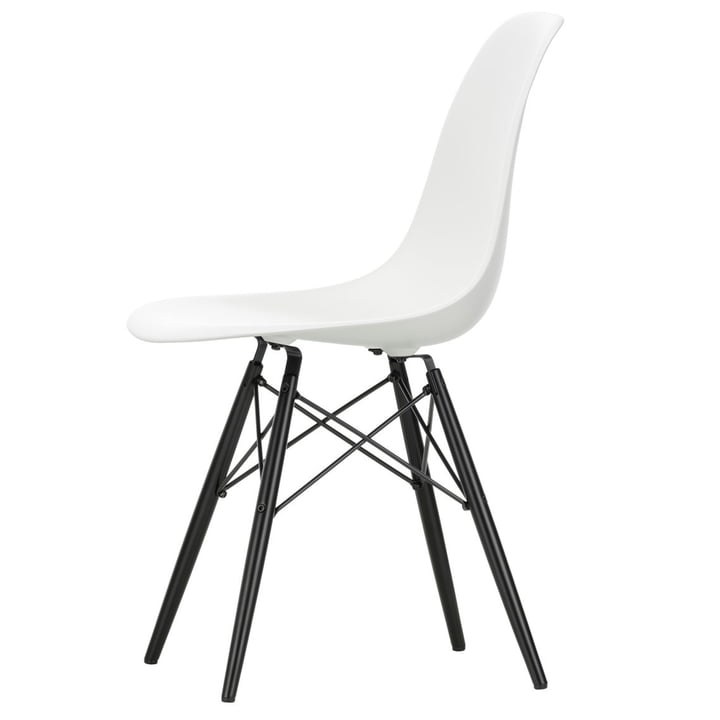 Vitra - Eames Plastic Side Chair DSW, zwart esdoorn / wit