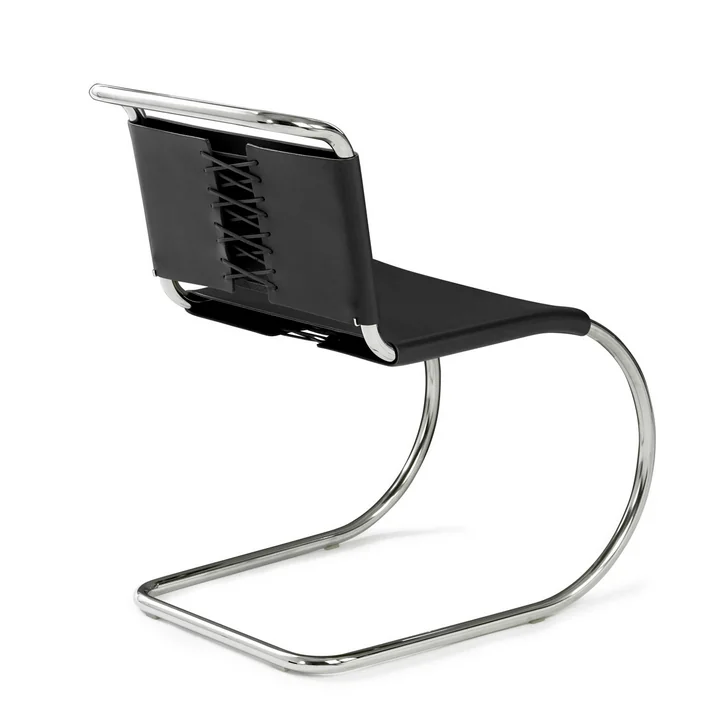 Knoll - MR Beistellstuhl, zonder armleuning, kalfsleder zwart