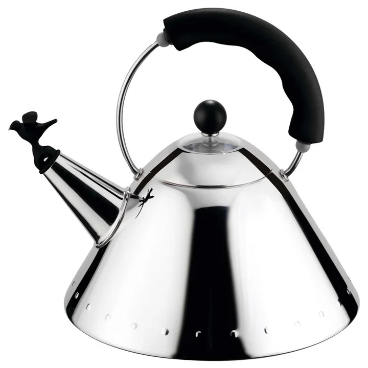 Waterkoker 9093 B "Bird Kettle", gepolijst / zwart by Alessi