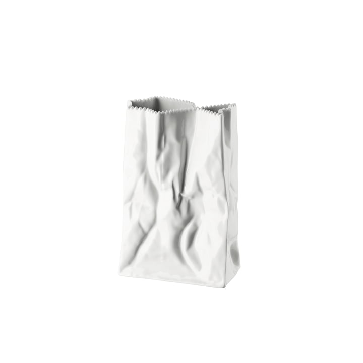 Rosenthal - Papieren zak vaas, 18 cm, geglazuurd wit