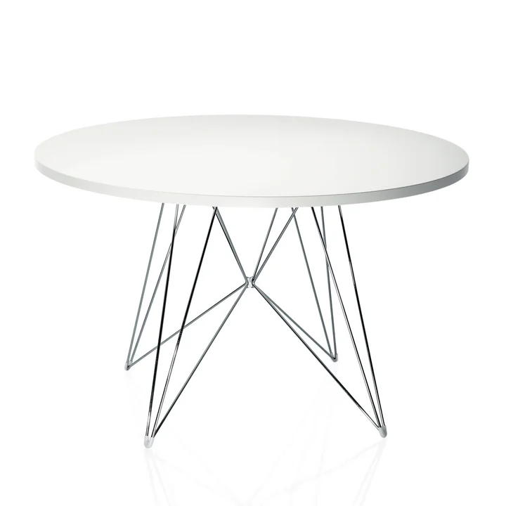 Magis - Tavolo XZ3, rond, wit / verchroomd