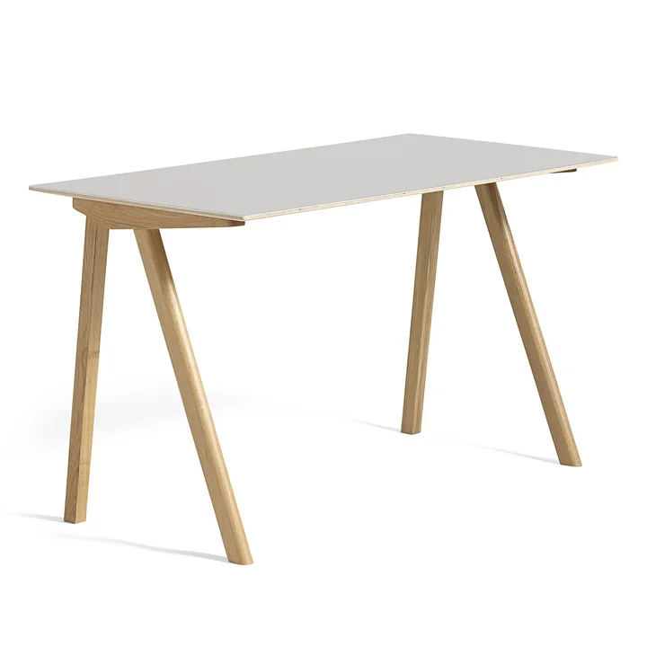 Copenhague CPH90 Bureau 130 x 65 cm, gezeept eiken met linoleum in crèmewit (Mushroom 4176) by HAY