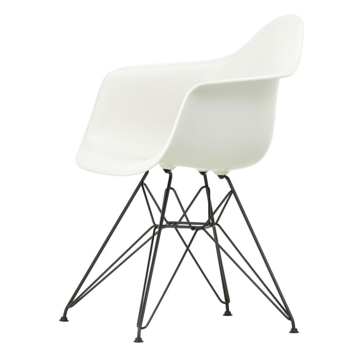 Eames Plastic Armchair DAR van Vitra in basic donker / wit