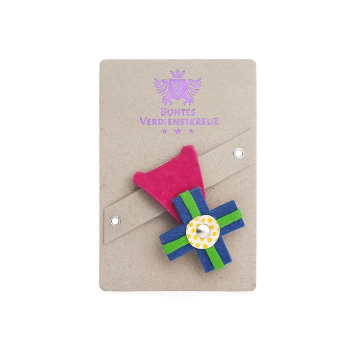 vonbox - badge voor verdienste in kleur, roze / cyaan