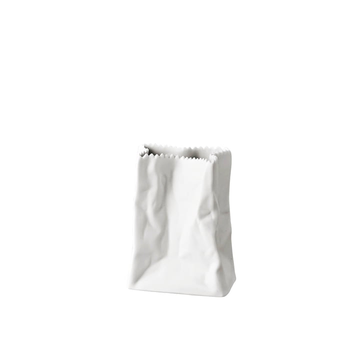 Rosenthal - Papieren zak vaas, 14 cm, wit mat gepolijst