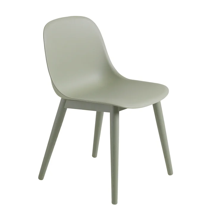 Fiber Side Chair Wood Base van Muuto in stofgroen