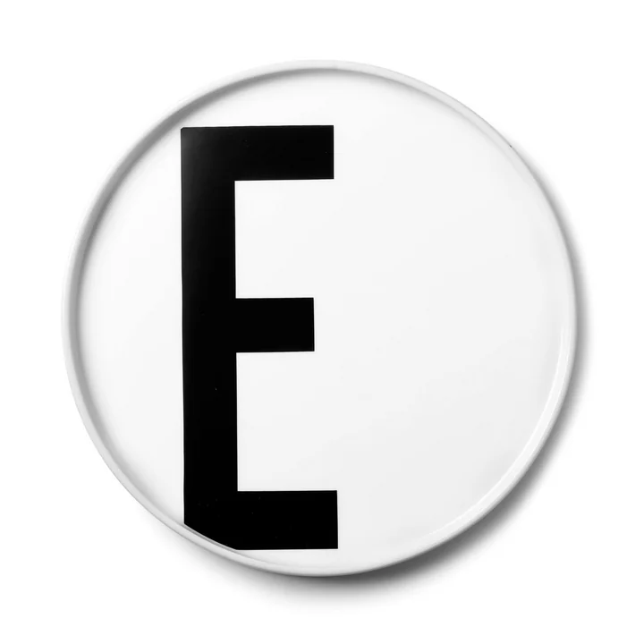 De AJ porseleinen plaat E van Design Letters